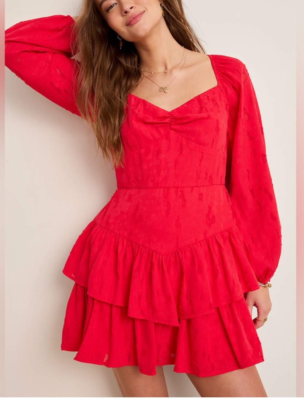 Francesca’s Collection Tiered Red Mini Dress Size Medium